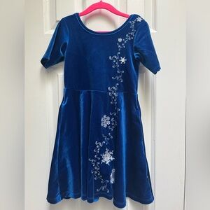Princess Awesome  "Frozen Fractals" Velvet Dress with Snowflake Embroidery